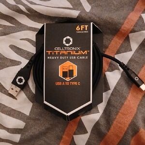 NWT Celltronix Titanium Heavy-Duty USB A to Type-C Cable - Black (6FT)